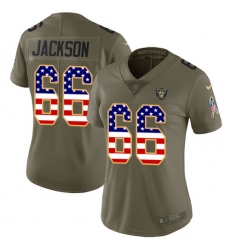 Women's Nike Oakland Raiders #66 Gabe Jackson Limited Olive/USA Flag 2017 Salute to Service NFL Jersey