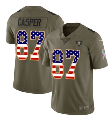 Men's Nike Oakland Raiders #87 Dave Casper Limited Olive/USA Flag 2017 Salute to Service NFL Jersey