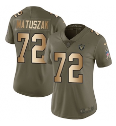 Women's Nike Oakland Raiders #72 John Matuszak Limited Olive/Gold 2017 Salute to Service NFL Jersey