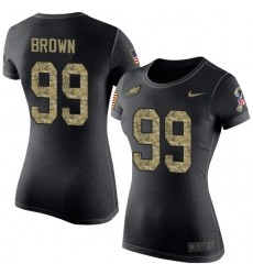 Women's Nike Philadelphia Eagles #99 Jerome Brown Black Camo Salute to Service T-Shirt