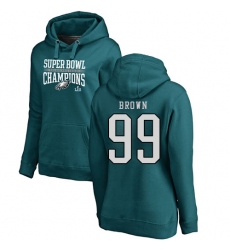 Women's Nike Philadelphia Eagles #99 Jerome Brown Green Super Bowl LII Champions Pullover Hoodie