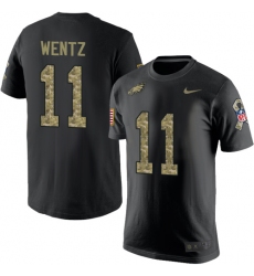 Nike Philadelphia Eagles #11 Carson Wentz Black Camo Salute to Service T-Shirt