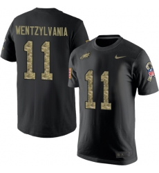 Nike Philadelphia Eagles #11 Carson Wentz Wentzylvania Black Camo Salute to Service T-Shirt