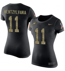 Women's Nike Philadelphia Eagles #11 Carson Wentz Wentzylvania Black Camo Salute to Service T-Shirt