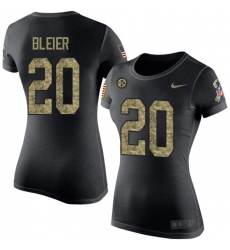 Women's Nike Pittsburgh Steelers #20 Rocky Bleier Black Camo Salute to Service T-Shirt