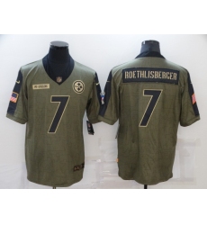 Men's Pittsburgh Steelers #7 Ben Roethlisberger Nike Olive 2021 Salute To Service Limited Player Jersey