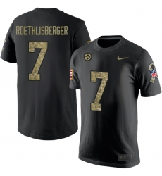 Nike Pittsburgh Steelers #7 Ben Roethlisberger Black Camo Salute to Service T-Shirt