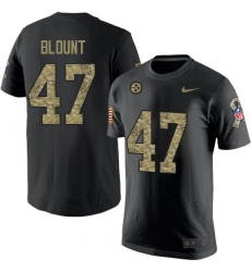 Nike Pittsburgh Steelers #47 Mel Blount Black Camo Salute to Service T-Shirt