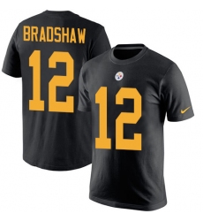 Nike Pittsburgh Steelers #12 Terry Bradshaw Black Rush Pride Name & Number T-Shirt