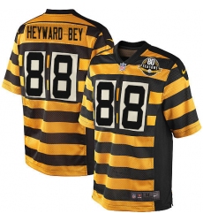 Men's Nike Pittsburgh Steelers #88 Darrius Heyward-Bey Game Yellow/Black Alternate 80TH Anniversary Throwback NFL Jersey