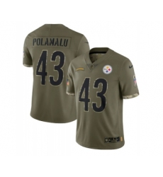Men's Pittsburgh Steelers #43 Troy Polamalu 2022 Olive Salute To Service Limited Stitched Jersey