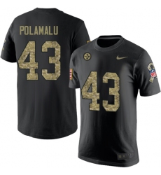 Nike Pittsburgh Steelers #43 Troy Polamalu Black Camo Salute to Service T-Shirt