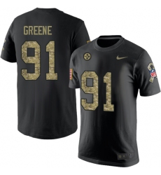 Nike Pittsburgh Steelers #91 Kevin Greene Black Camo Salute to Service T-Shirt