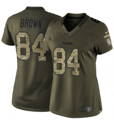 Women's Nike Pittsburgh Steelers #84 Antonio Brown Elite Green Salute to Service NFL Jersey