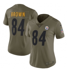 Women's Nike Pittsburgh Steelers #84 Antonio Brown Limited Olive 2017 Salute to Service NFL Jersey