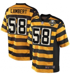 Men's Nike Pittsburgh Steelers #58 Jack Lambert Limited Yellow/Black Alternate 80TH Anniversary Throwback NFL Jersey