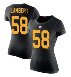 Women's Nike Pittsburgh Steelers #58 Jack Lambert Black Rush Pride Name & Number T-Shirt