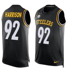 Men's Nike Pittsburgh Steelers #92 James Harrison Limited Black Player Name & Number Tank Top NFL Jersey