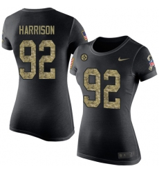 Women's Nike Pittsburgh Steelers #92 James Harrison Black Camo Salute to Service T-Shirt