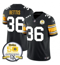 Men's Pittsburgh Steelers #36 Jerome Bettis Black 2024 F U S E 50th Anniversary Of Super Bowl IX Vapor Untouchable Limited Stitched Jersey