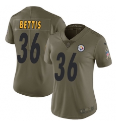 Women's Nike Pittsburgh Steelers #36 Jerome Bettis Limited Olive 2017 Salute to Service NFL Jersey