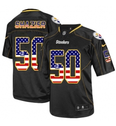 Men's Nike Pittsburgh Steelers #50 Ryan Shazier Elite Black USA Flag Fashion NFL Jersey