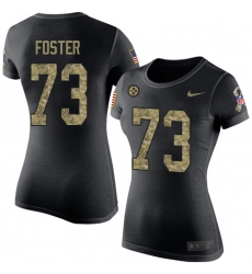 Women's Nike Pittsburgh Steelers #73 Ramon Foster Black Camo Salute to Service T-Shirt