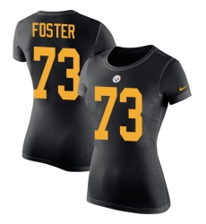 Women's Nike Pittsburgh Steelers #73 Ramon Foster Black Rush Pride Name & Number T-Shirt