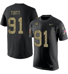 Nike Pittsburgh Steelers #91 Stephon Tuitt Black Camo Salute to Service T-Shirt