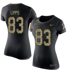 Women's Nike Pittsburgh Steelers #83 Louis Lipps Black Camo Salute to Service T-Shirt