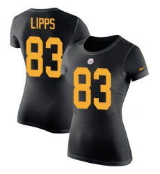 Women's Nike Pittsburgh Steelers #83 Louis Lipps Black Rush Pride Name & Number T-Shirt