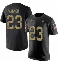 Nike Pittsburgh Steelers #23 Mike Wagner Black Camo Salute to Service T-Shirt