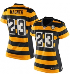 Women's Nike Pittsburgh Steelers #23 Mike Wagner Limited Yellow/Black Alternate 80TH Anniversary Throwback NFL Jersey