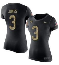 Women's Nike Pittsburgh Steelers #3 Landry Jones Black Camo Salute to Service T-Shirt