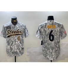 Men's Pittsburgh Steelers #6 Patrick Queen Arctic Camo 2024 Salute to Service Stitched Baseball Jerseys