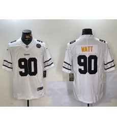 Men's Pittsburgh Steelers #90 T.J. Watt White 2019 Team Logo Cool Edition Stitched Jerseys