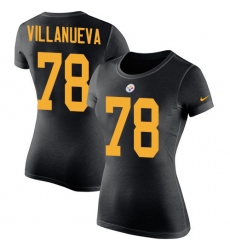 Women's Nike Pittsburgh Steelers #78 Alejandro Villanueva Black Rush Pride Name & Number T-Shirt