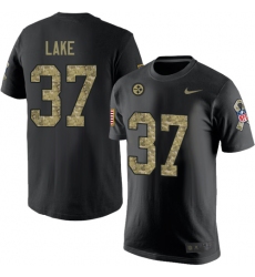 Nike Pittsburgh Steelers #37 Carnell Lake Black Camo Salute to Service T-Shirt