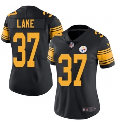 Women's Nike Pittsburgh Steelers #37 Carnell Lake Limited Black Rush Vapor Untouchable NFL Jersey