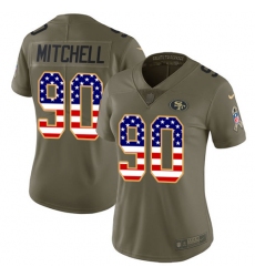 Women's Nike San Francisco 49ers #90 Earl Mitchell Limited Olive/USA Flag 2017 Salute to Service NFL Jersey