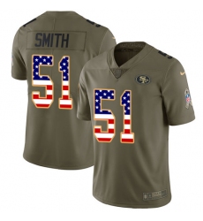 Men's Nike San Francisco 49ers #51 Malcolm Smith Limited Olive/USA Flag 2017 Salute to Service NFL Jersey