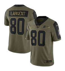 Men's Seattle Seahawks #80 Steve Largent Nike Olive 2021 Salute To Service Retired Player Limited Jersey