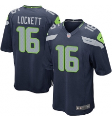 Men's Nike Seattle Seahawks #16 Tyler Lockett Game Steel Blue Team Color NFL Jersey