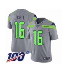 Men's Seattle Seahawks #16 Tyler Lockett Limited Silver Inverted Legend 100th Season Football Jersey