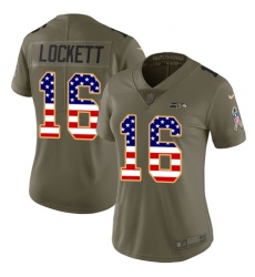 Women's Nike Seattle Seahawks #16 Tyler Lockett Limited Olive/USA Flag 2017 Salute to Service NFL Jersey