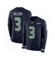 Men's Nike Seattle Seahawks #3 Russell Wilson Limited Navy Blue Therma Long Sleeve NFL Jersey