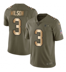 Youth Nike Seattle Seahawks #3 Russell Wilson Limited Olive/Gold 2017 Salute to Service NFL Jersey