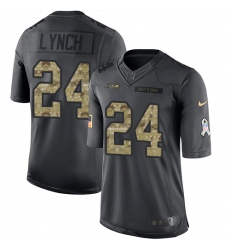 Youth Nike Seattle Seahawks #24 Marshawn Lynch Limited Black 2016 Salute to Service NFL Jersey