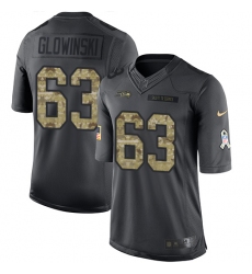 Youth Nike Seattle Seahawks #63 Mark Glowinski Limited Black 2016 Salute to Service NFL Jersey