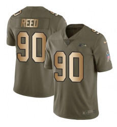 Youth Nike Seattle Seahawks #90 Jarran Reed Limited Olive/Gold 2017 Salute to Service NFL Jersey